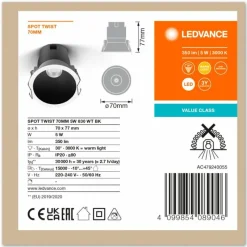 Luminaires Ledvance Twist Spot encastrable LED Noir, Blanc, 1 lumière* Luminaires Encastrés