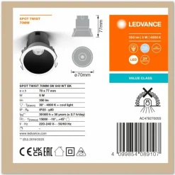 Luminaires Ledvance Twist Spot encastrable LED Noir, Blanc, 1 lumière* Luminaires Encastrés