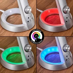 hofstein Tykby Lampe de bureau, Lampe à poser, Liseuse LED Argenté, Blanc, 1 lumière, Changeur de couleurs