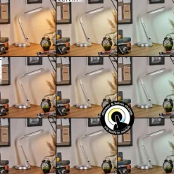 hofstein Tykby Lampe de bureau, Lampe à poser, Liseuse LED Argenté, Blanc, 1 lumière, Changeur de couleurs