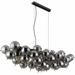 Suspension Verre Fumé-Luminaires Globo Lighting Udo Suspension Noir, 6 lumières