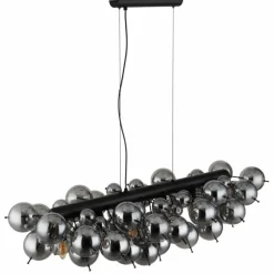 Suspension Verre Fumé-Luminaires Globo Lighting Udo Suspension Noir, 6 lumières