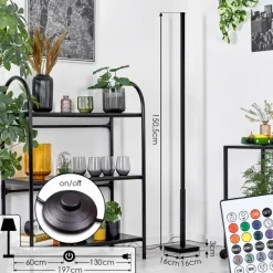 hofstein Uglestrup Lampadaire LED Noir, 1 lumière, Télécommandes, Changeur de couleurs