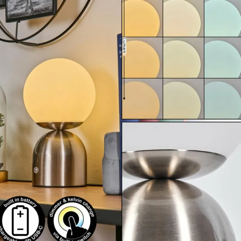 hofstein Ulvsbyn Lampe à poser LED Nickel mat, 1 lumière