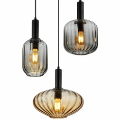 Luminaires Globo Lighting Valletta Suspension Noir, 3 lumières