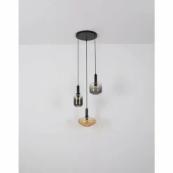 Luminaires Globo Lighting Valletta Suspension Noir, 3 lumières