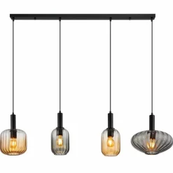 Luminaires Globo Lighting Valletta Suspension Noir, 4 lumières