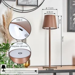 hofstein Vannie Lampe de table d'extérieur, Lampe à poser LED Brun, 1 lumière