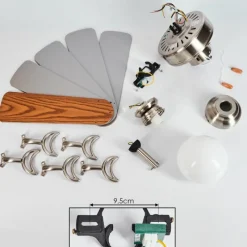 hofstein Ventilateur de plafond Apiao Brun, Couleur bois, Argenté, 1 lumière