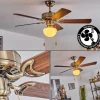 hofstein Ventilateur de plafond Apiao Brun, Brun clair, Couleur bois, Argenté, 1 lumière