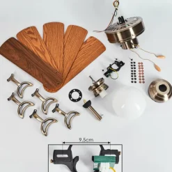 hofstein Ventilateur de plafond Apiao Brun, Brun clair, Couleur bois, Argenté, 1 lumière