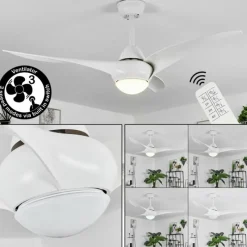 hofstein Ventilateur de plafond Malloa LED Blanc, 1 lumière, Télécommandes