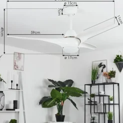 hofstein Ventilateur de plafond Malloa LED Blanc, 1 lumière, Télécommandes