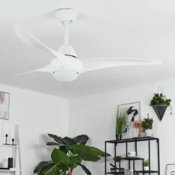 hofstein Ventilateur de plafond Malloa LED Blanc, 1 lumière, Télécommandes