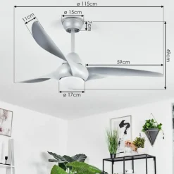 hofstein Ventilateur de plafond Malloa LED Titane, 1 lumière, Télécommandes