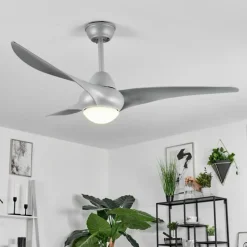 hofstein Ventilateur de plafond Malloa LED Titane, 1 lumière, Télécommandes