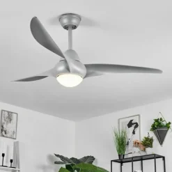 hofstein Ventilateur de plafond Malloa LED Titane, 1 lumière, Télécommandes