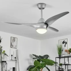 hofstein Ventilateur de plafond Malloa LED Titane, 1 lumière, Télécommandes