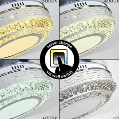 hofstein Ventilateur de plafond Bendigo LED Nickel mat, Transparent, 1 lumière