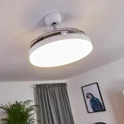 hofstein Ventilateur de plafond Bendigo LED Chrome, Transparent, Blanc, 1 lumière