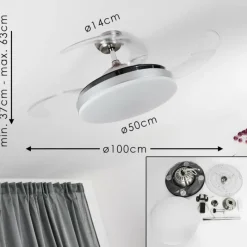 hofstein Ventilateur de plafond Bendigo LED Chrome, 1 lumière
