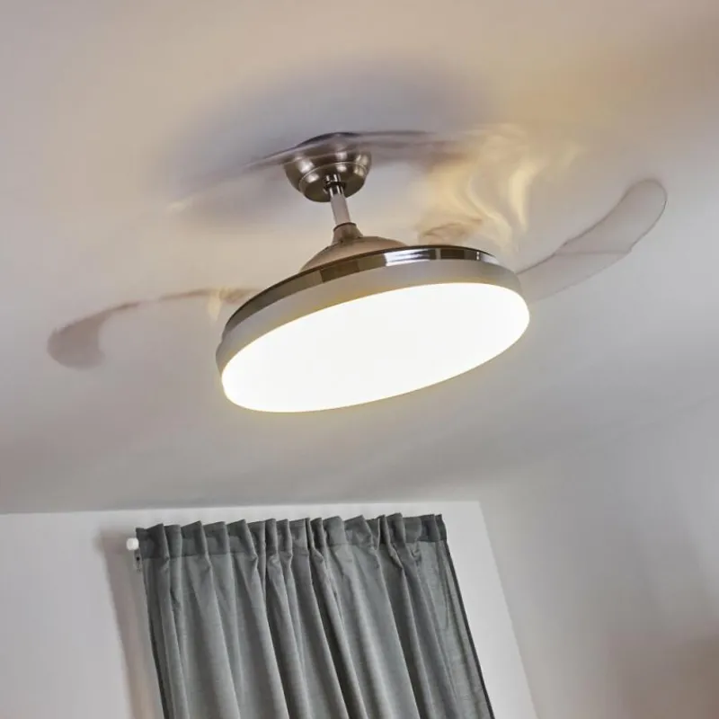 hofstein Ventilateur de plafond Bendigo LED Chrome, 1 lumière