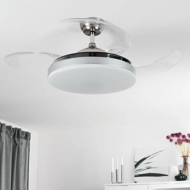 hofstein Ventilateur de plafond Bendigo LED Chrome, 1 lumière