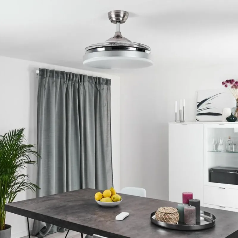 hofstein Ventilateur de plafond Bendigo LED Chrome, 1 lumière