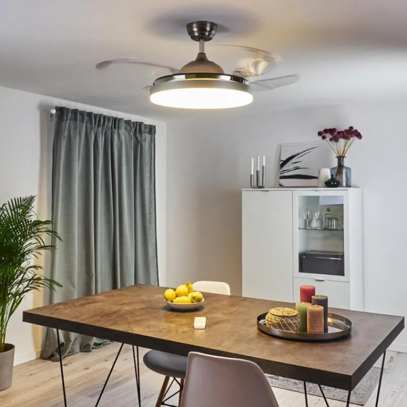 hofstein Ventilateur de plafond Bendigo LED Chrome, 1 lumière