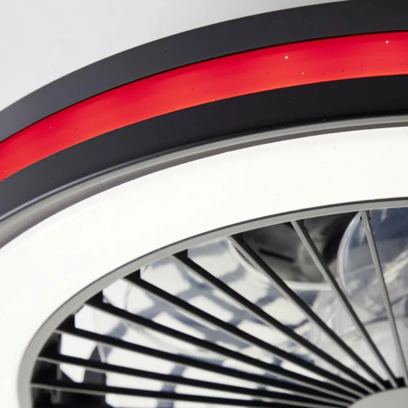 Luminaires Brilliant Ventilateur de plafond Brilliant Palmero Noir, 1 lumière, Télécommandes, Changeur de couleurs