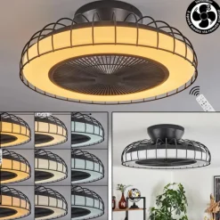 hofstein Ventilateur de plafond Burmeister LED Noir, 1 lumière, Télécommandes