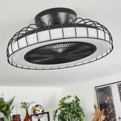 hofstein Ventilateur de plafond Burmeister LED Noir, 1 lumière, Télécommandes