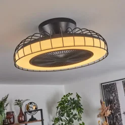 hofstein Ventilateur de plafond Burmeister LED Noir, 1 lumière, Télécommandes