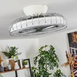 hofstein Ventilateur de plafond Burmeister LED Blanc, 1 lumière, Télécommandes