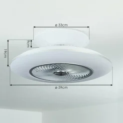hofstein Ventilateur de plafond Chaville LED Blanc, 1 lumière, Télécommandes