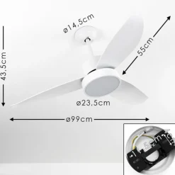 hofstein Ventilateur de plafond Doha LED Blanc, 1 lumière, Télécommandes
