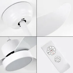 hofstein Ventilateur de plafond Doha LED Blanc, 1 lumière, Télécommandes