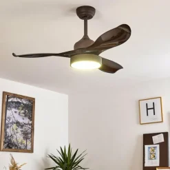 hofstein Ventilateur de plafond Doha LED Brun, 1 lumière, Télécommandes