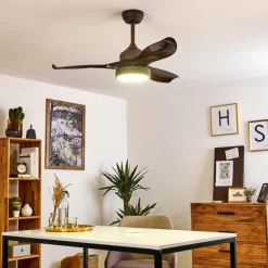 hofstein Ventilateur de plafond Doha LED Brun, 1 lumière, Télécommandes