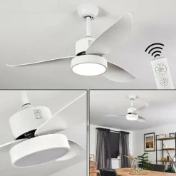 hofstein Ventilateur de plafond Doha LED Blanc, 1 lumière, Télécommandes