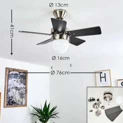 hofstein Ventilateur de plafond Ellmau Chrome, Gris, Blanc, 1 lumière