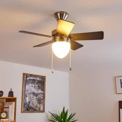 hofstein Ventilateur de plafond Ellmau Chrome, Gris, Blanc, 1 lumière