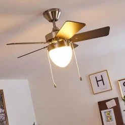 hofstein Ventilateur de plafond Ellmau Chrome, Gris, Blanc, 1 lumière