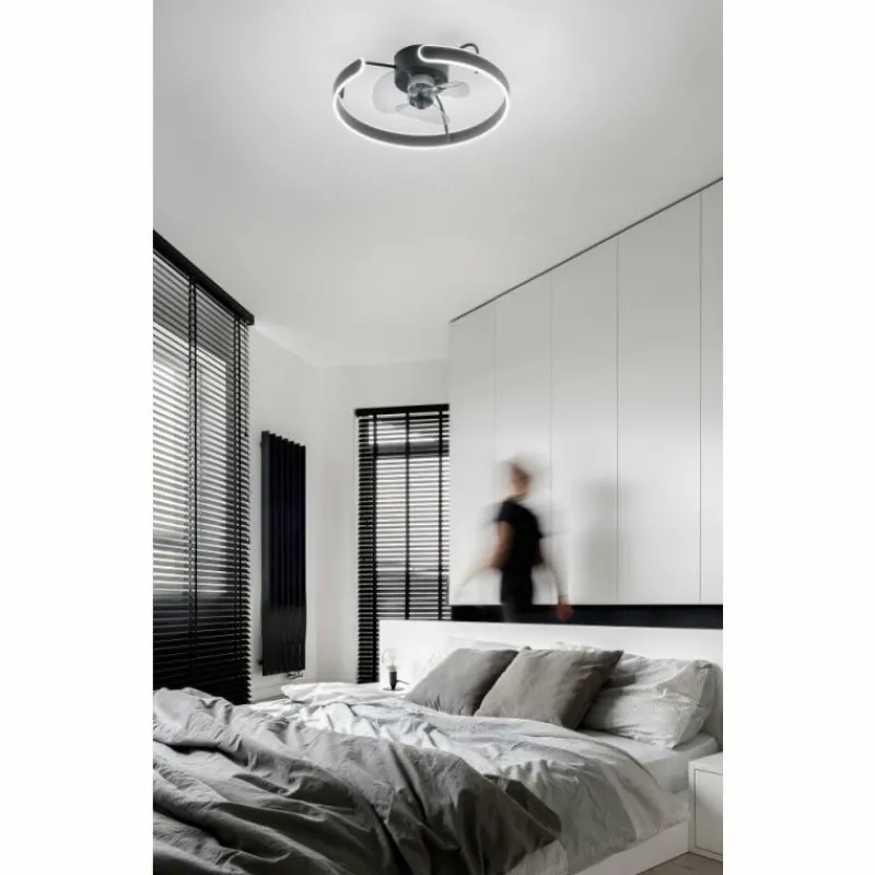 Luminaires Fabas Luce Ventilateur de plafond Fabas Luce Savoy LED Noir, 1 lumière