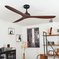 hofstein Ventilateur de plafond Follseland Brun, Couleur bois, Noir