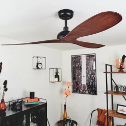 hofstein Ventilateur de plafond Follseland Brun, Couleur bois, Noir