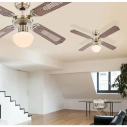 Luminaires Globo Lighting Ventilateur de plafond Globo Champion Vieux laiton, Bois foncé, 1 lumière