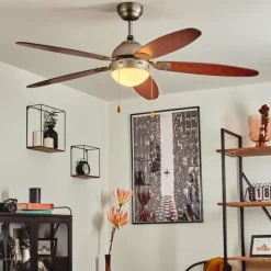 hofstein Ventilateur de plafond Gyllan Nickel mat, 1 lumière