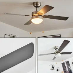 hofstein Ventilateur de plafond Hamnvik Nickel mat, 1 lumière