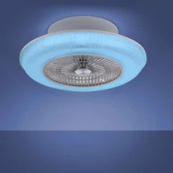 Luminaires Leuchten Direkt Ventilateur de plafond Leuchten Direkt DION LED Argenté, 1 lumière, Télécommandes, Changeur de couleurs